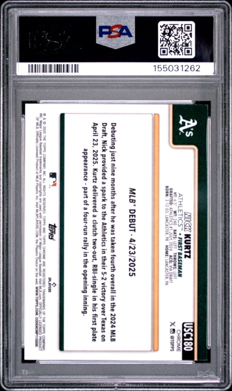 2025 TOPPS CHROME BASEBALL UPD NICK KURTZ GREEN /99 GEO ROOKIE DEBUT VARIATION