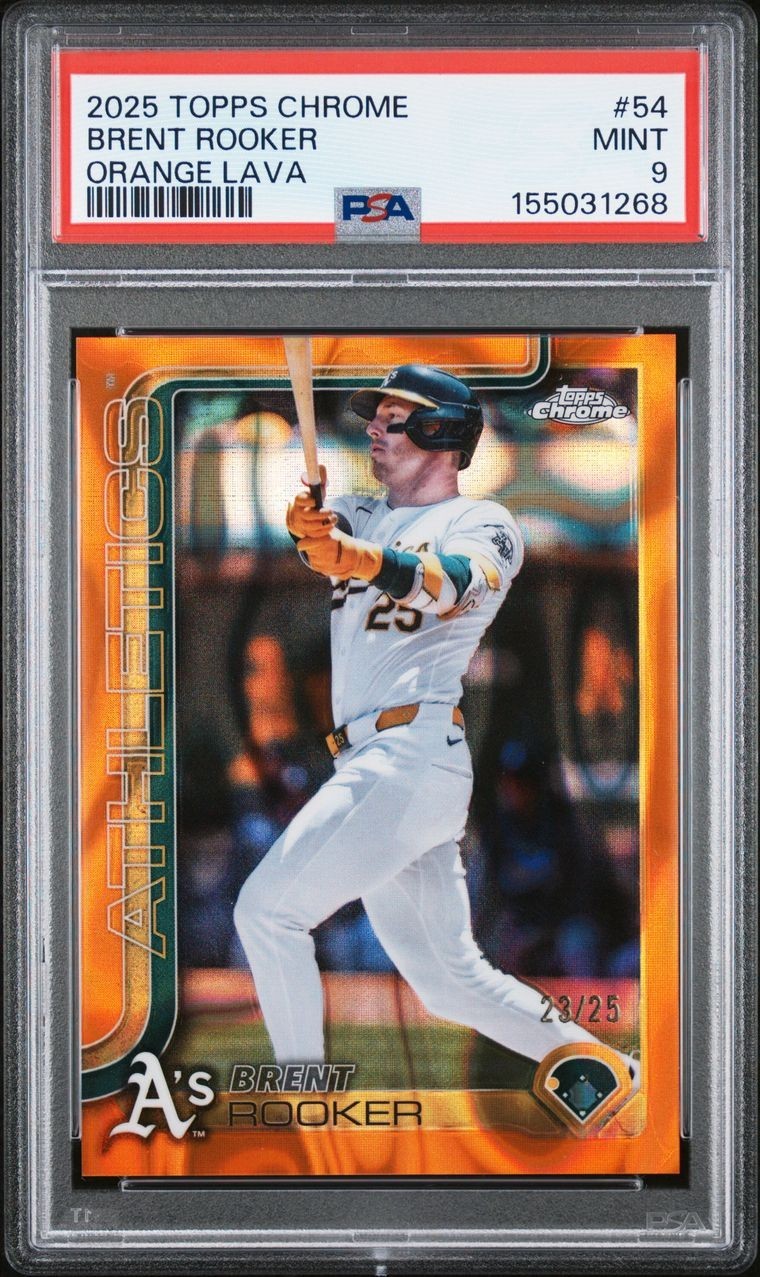 2025 Topps Chrome - Brent Rooker #54 ORANGE /25   LAVA Refractor PSA 9