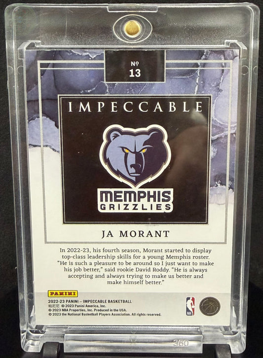 2022/23 Panini Impeccable Ja Morant NBA Logoman Silver Bar 1 Toz