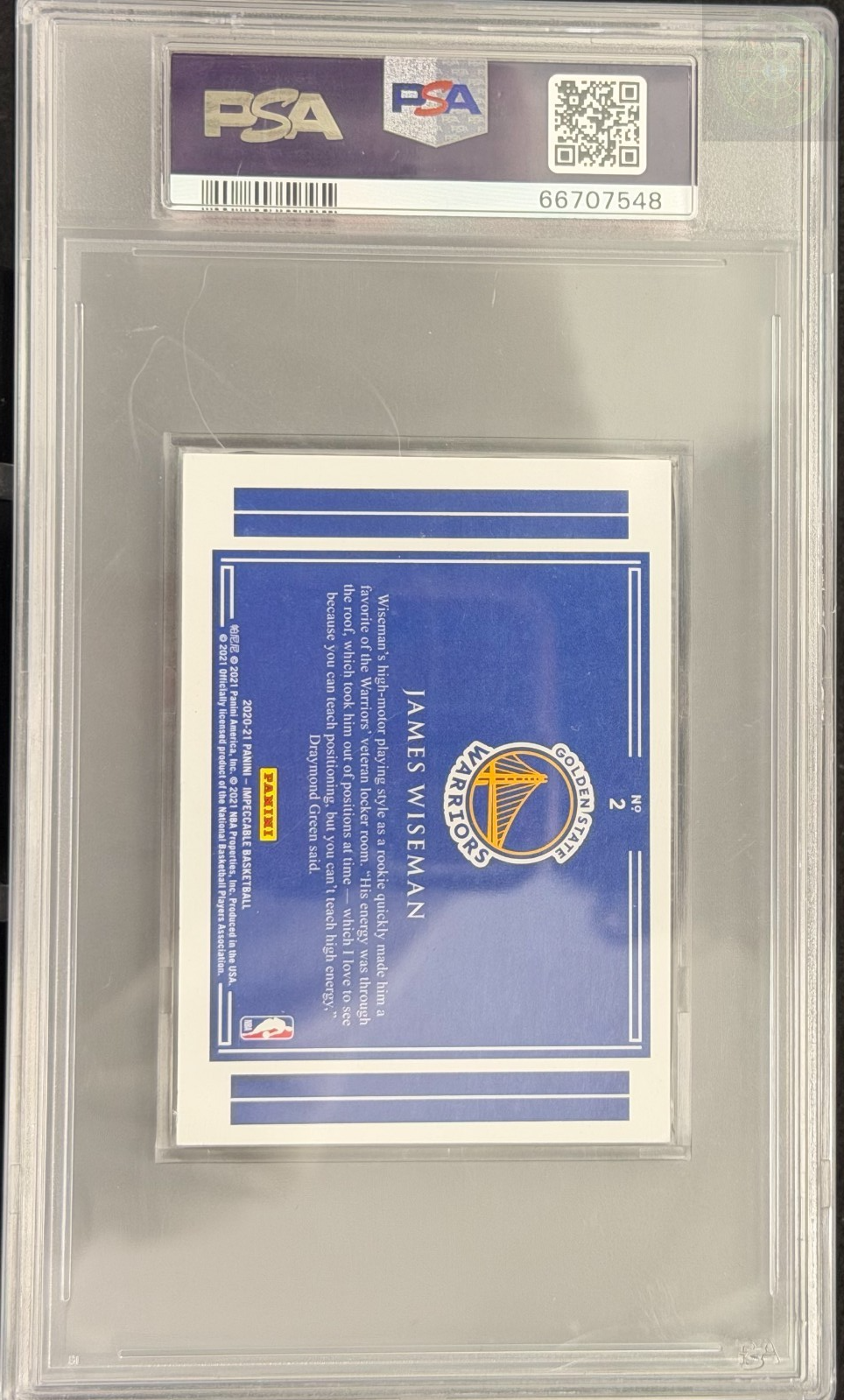 2020 Impeccable Silver Draft Logo James Wiseman RC