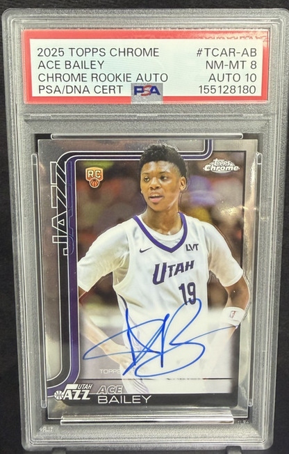 2025-26 Topps Chrome - Rookie Autographs Ace Bailey #TCAR-AB (AU, RC) JAZZ PSA 8