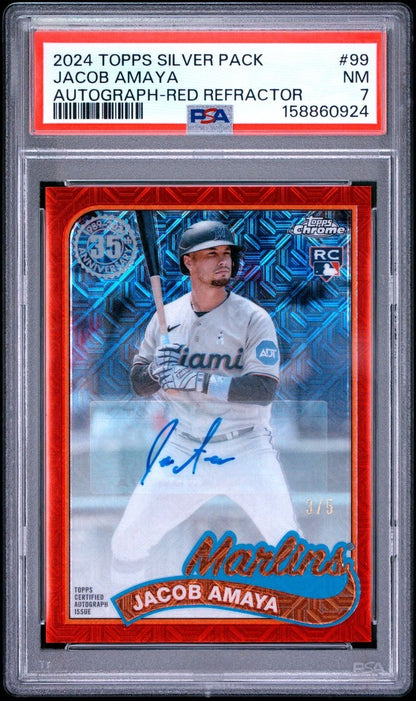 2024 Topps Series  1989 Topps Chrome Silver Pack Auto Jacob Amaya 2T89C-99 RED/5