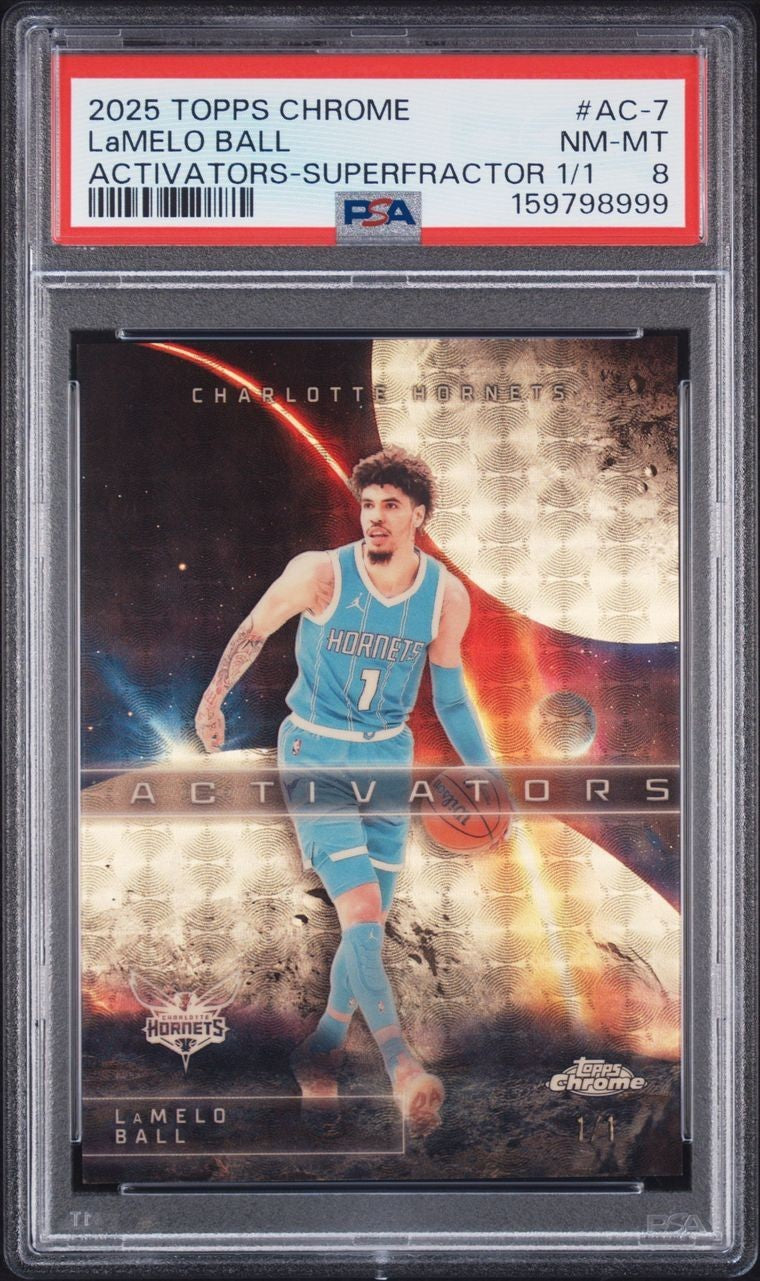 2025 TOPPS CHROME ACTIVATORS #AC-7 LaMELO BALL ACTIVATORS-SUPERFRACTOR 1/1 PSA 8