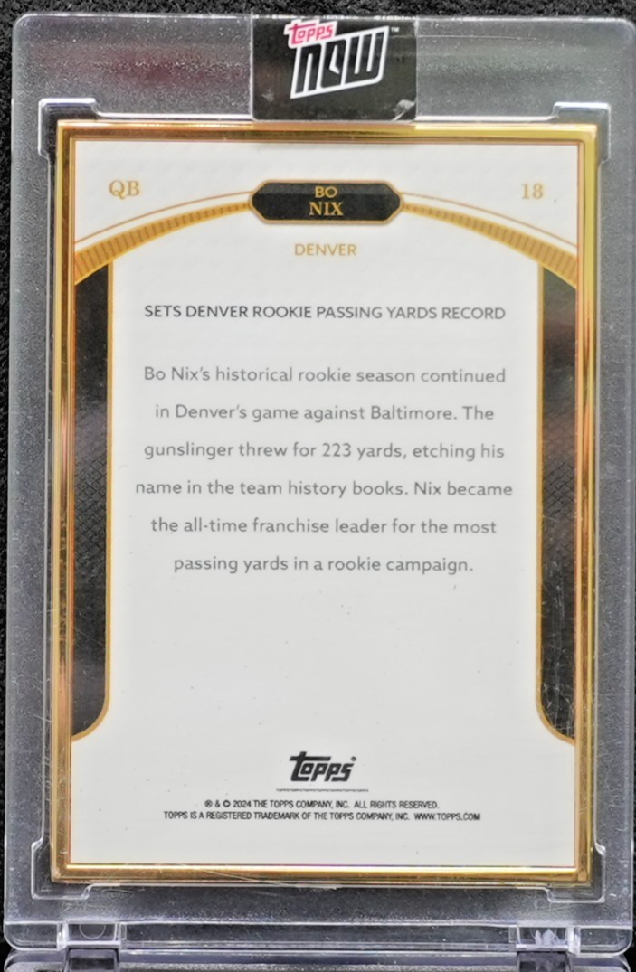 BO NIX 2024 Topps Now RC Rookie Campaign 18 Cracked Ice 2/15
