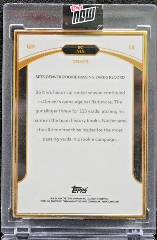 BO NIX 2024 Topps Now RC Rookie Campaign 18 Cracked Ice 2/15