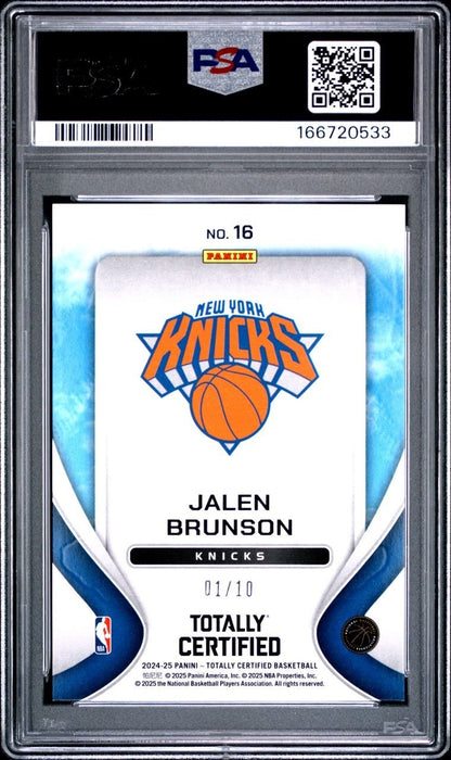 2024 PANINI TOTALLY CERTIFIED JALEN BRUNSON FRANCHISE FOUNDATIONS GOLD /10 PSA 7