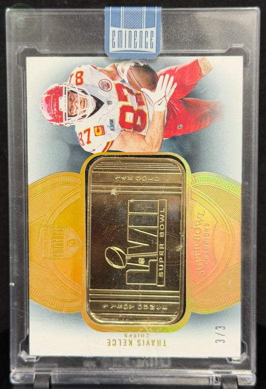 2024 Panini Eminence 3/3 Travis Kelce Superbowl Gold Bar 1 Toz