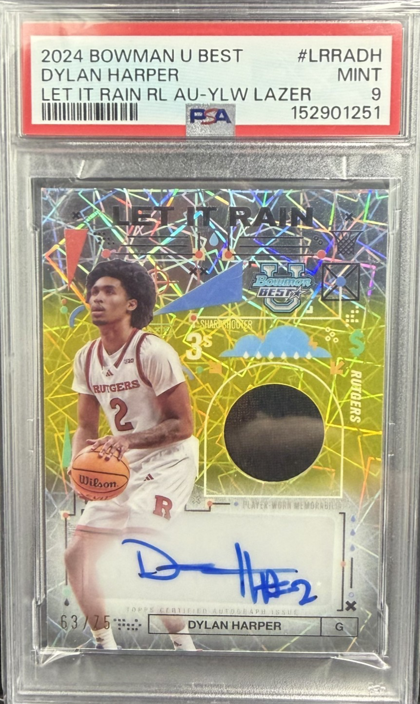 2024-25 Topps  BOWMAN UNIVERSITY DYLAN HARPER  AUTO PATCH PSA 9