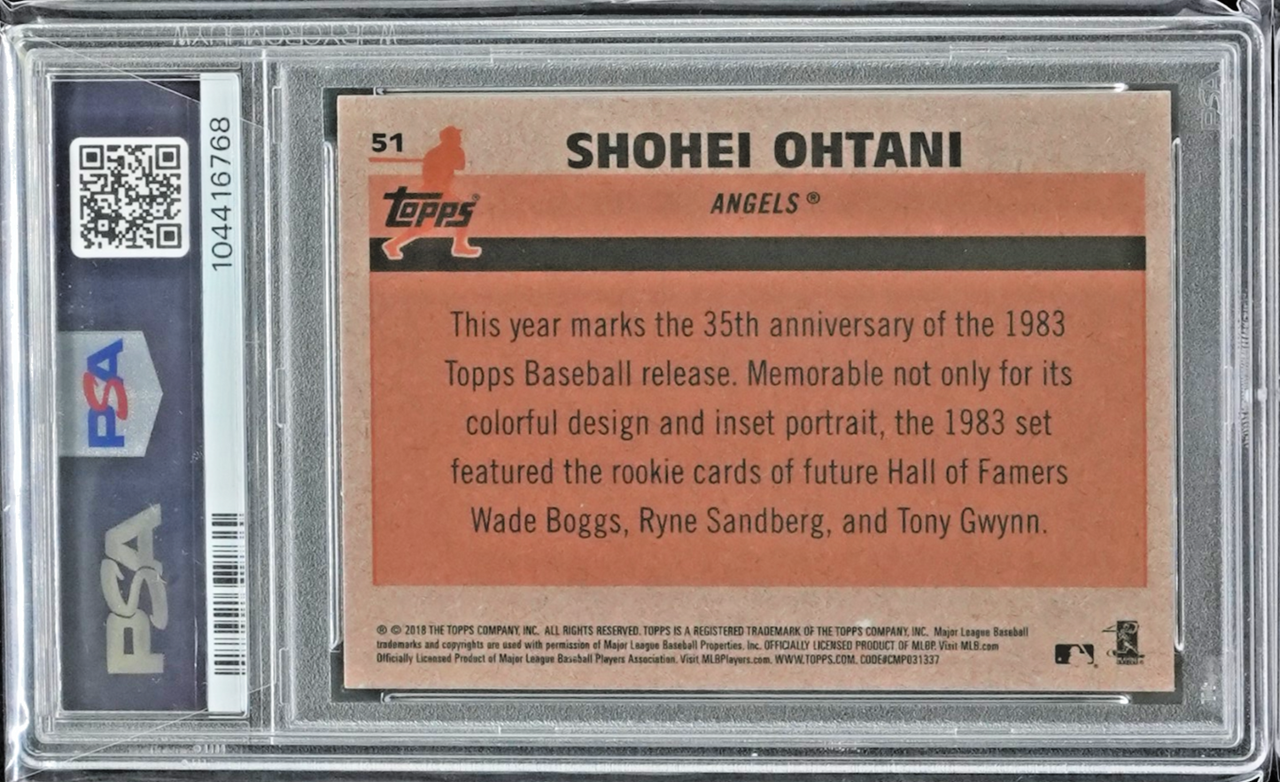 2020 Topps Transcendent VIP Shohei Ohtani 2018 Silver Pack 1983 #24/26 PSA NM-MT