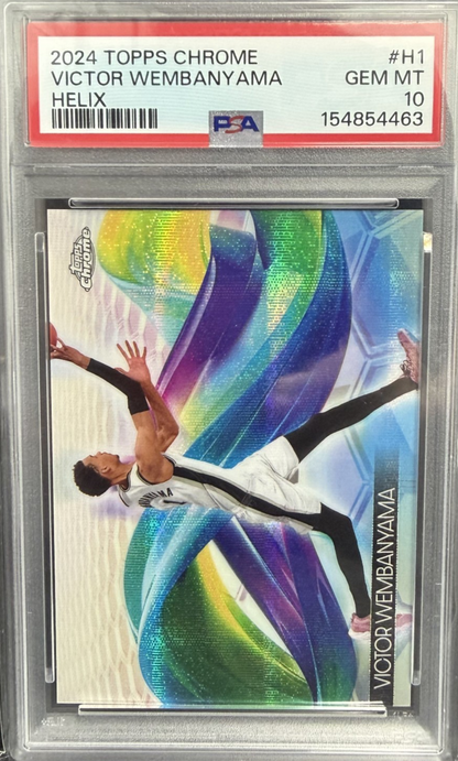 TOPPS CHROME VICTOR WEMBENYAMA HELIX PSA 10