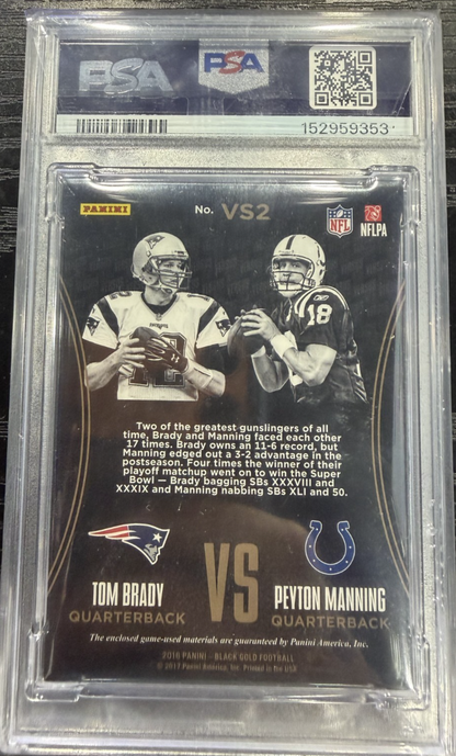 2016 PANINI BLACK GOLD /5   TOM BRADY VERSUS PRIME PEYTON MANNING DUAL PATCH