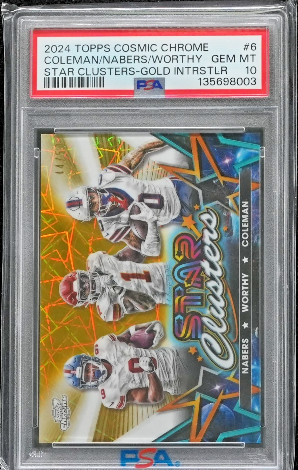 2024 Topps Cosmic ChromeStar Clusters Nabers Worthy Coleman Gold /50 PSA 10