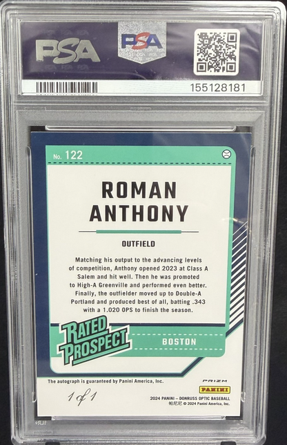 2024 Panini Donruss Optic Rated Prospect /1 Auto Superfractor vinyl