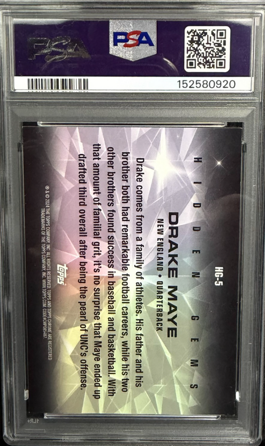 2024 Topps Chrome Hidden Gems Green Speckle Refractor Drake Maye RC Rookie PSA 8