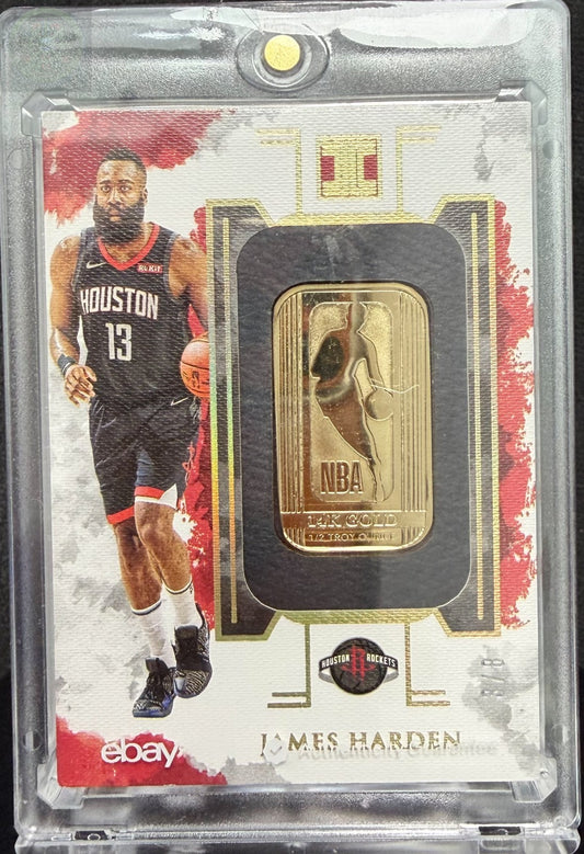 2019-20 Panini Impeccable Houston Rockets 8/8 James Harden Gold Bar 1/2 Toz