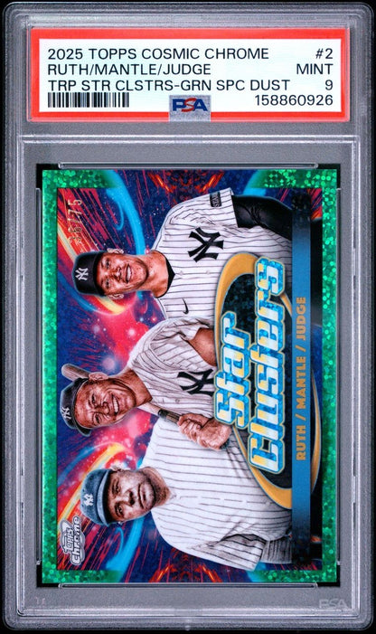 2025 Topps Cosmic Chrome TRP Star Clusters RUTH MANTLE JUDGE TSC-2 Green /75 PSA