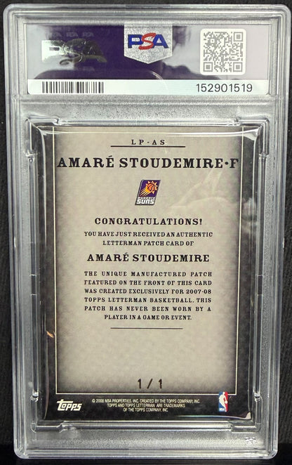 2007 Topps Letterman Patches E LP-AS Amare Stoudemire Superfractor 1/1 PSA 8