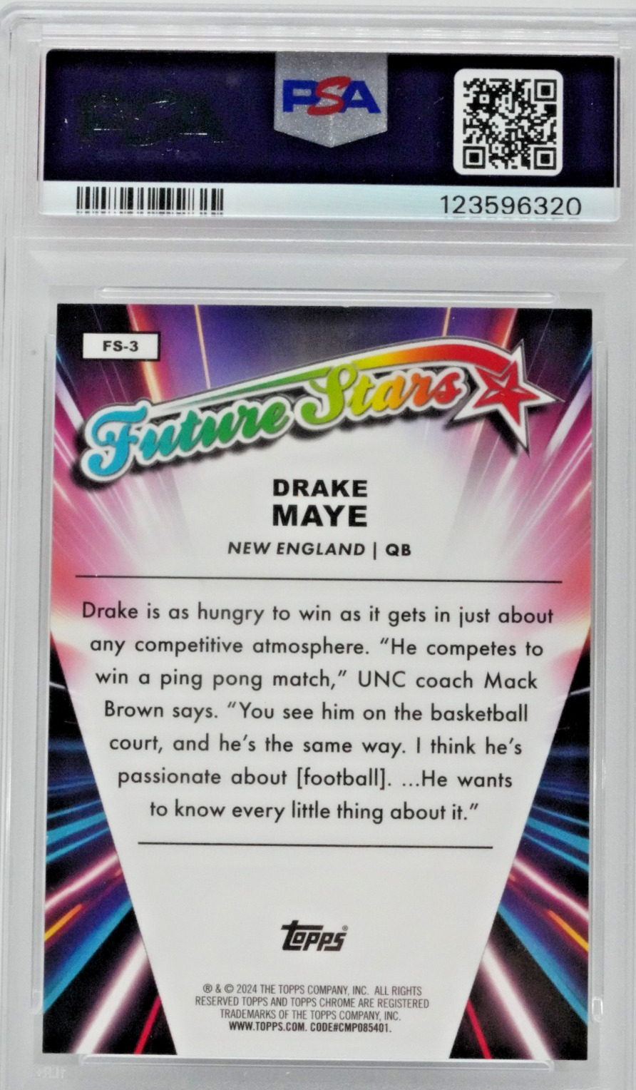 2024 Topps Chrome Future Stars Drake Maye #FS3 Red Refractor PSA 9