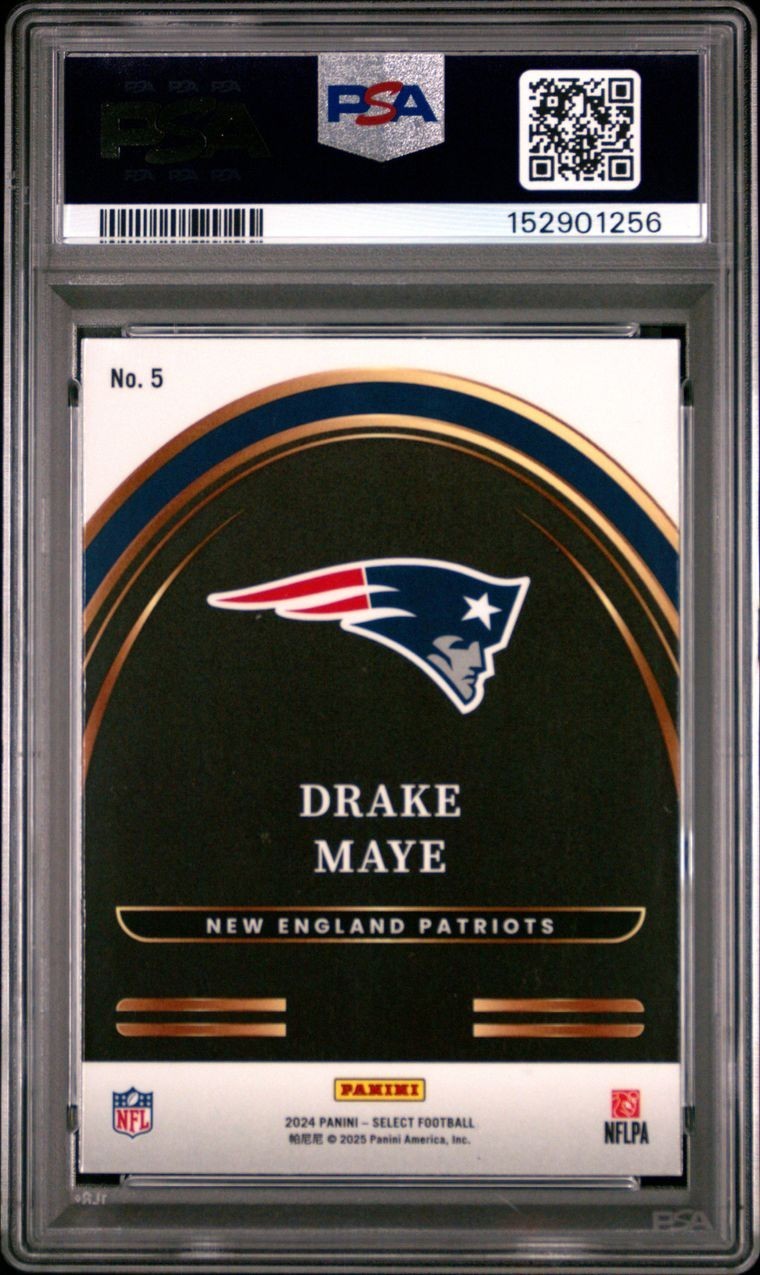 2024 PANINI SELECT FOOTBALL  - SELECT FUTURE DRAKE MAYE #5 RC PATRIOTS PSA 10