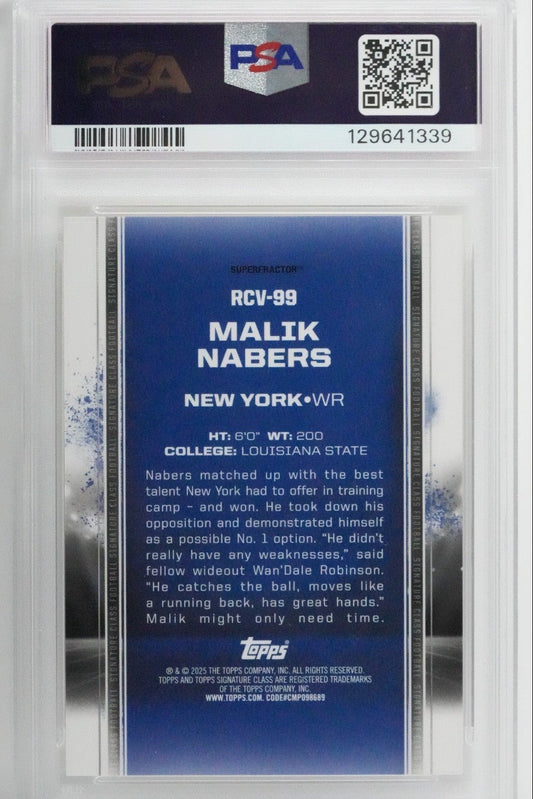 2024 Topps Signature Class Rookie Gold Superfractor Malik Nabers 1/1 PSA 10