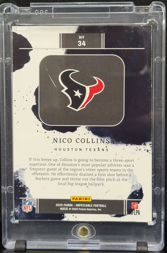 2025 Panini Impeccable Nico Collins NFL Silver Bar 1 Troy Oz