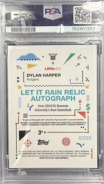 2024-25 Topps  BOWMAN UNIVERSITY DYLAN HARPER  AUTO PATCH PSA 9