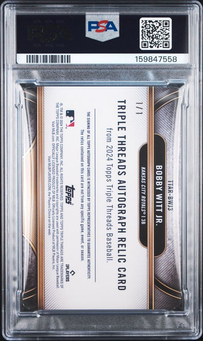 2024 Topps Triple Threads Auto Relics Bobby Witt Jr. TTAR-BWJ3 1/1 SUPERFRACTOR