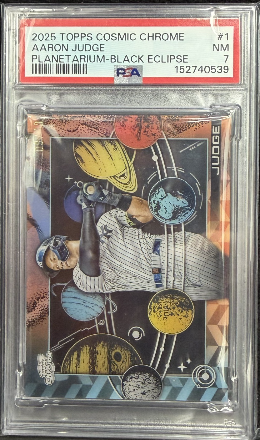 2025 Topps Cosmic Chrome Planetarium Black Eclipse #1 Aaron Judge 10/10 PSA 7