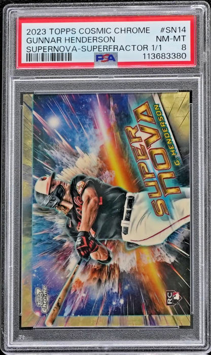 2023 Topps Cosmic Chrome Supernova Superfractor Gunnar Henderson 1/1 (RC) PSA 8