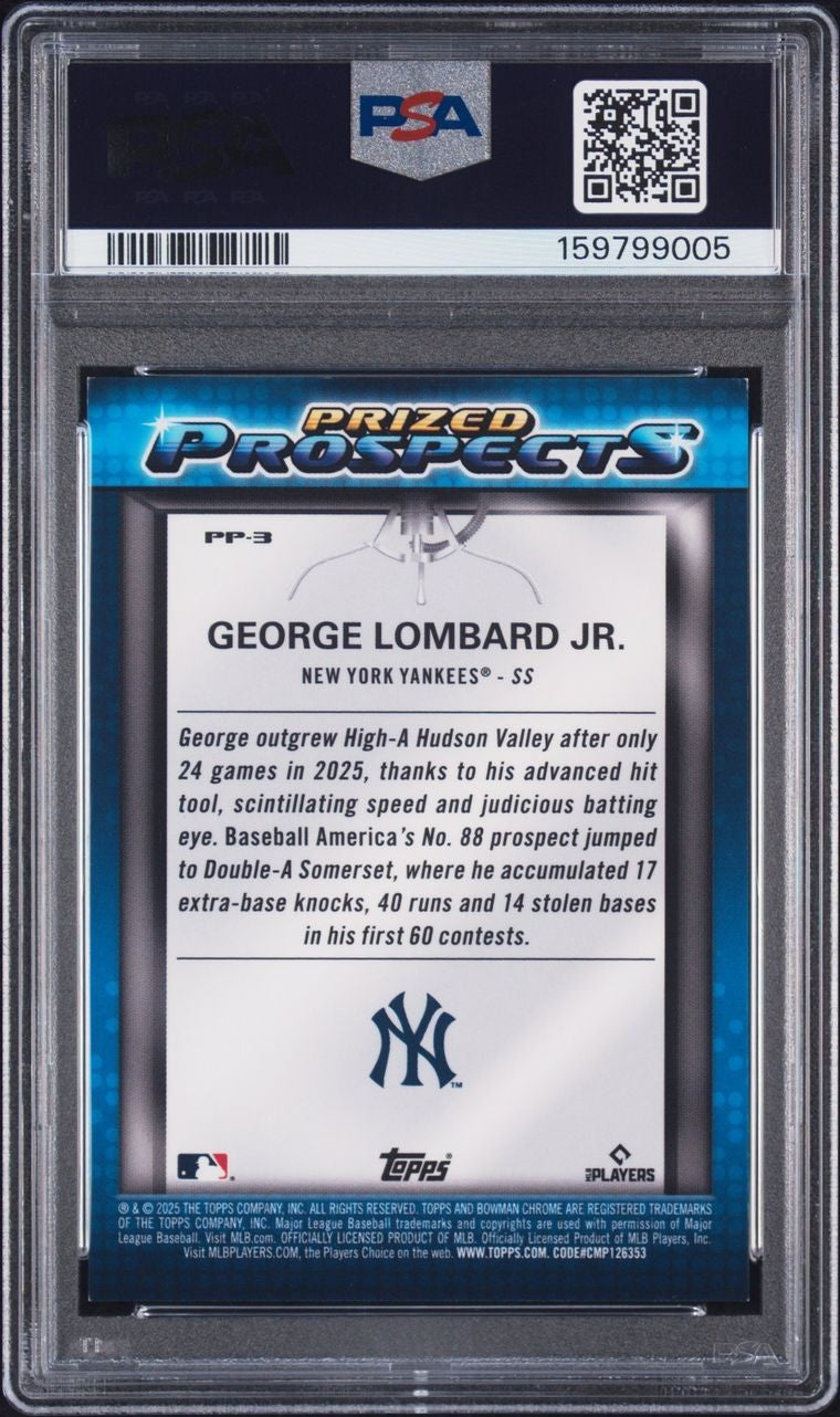 2025 BOWMAN DRAFT PP-3 George Lombard Jr. Prized Prospects ROSE GOLD  1/1