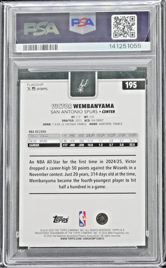 VICTOR WEMBANYAMA PSA 9 2025-26 TOPPS #195 ORANGE RAINBOW 23/25 SPURS