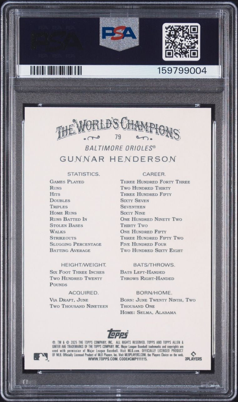 2025 TOPPS ALLEN & GINTER GUNNAR HENDERSON PURPLE FOIL FILIGREE /1 SUPERFRACTOR