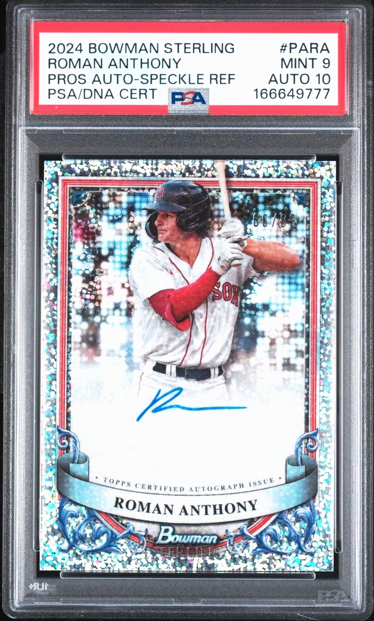 2024 BOWMAN STERLING PROSPECT AUTOGRAPGHS ROMAN ANTHONY /99 #PA-RA SPECKLE PSA 9