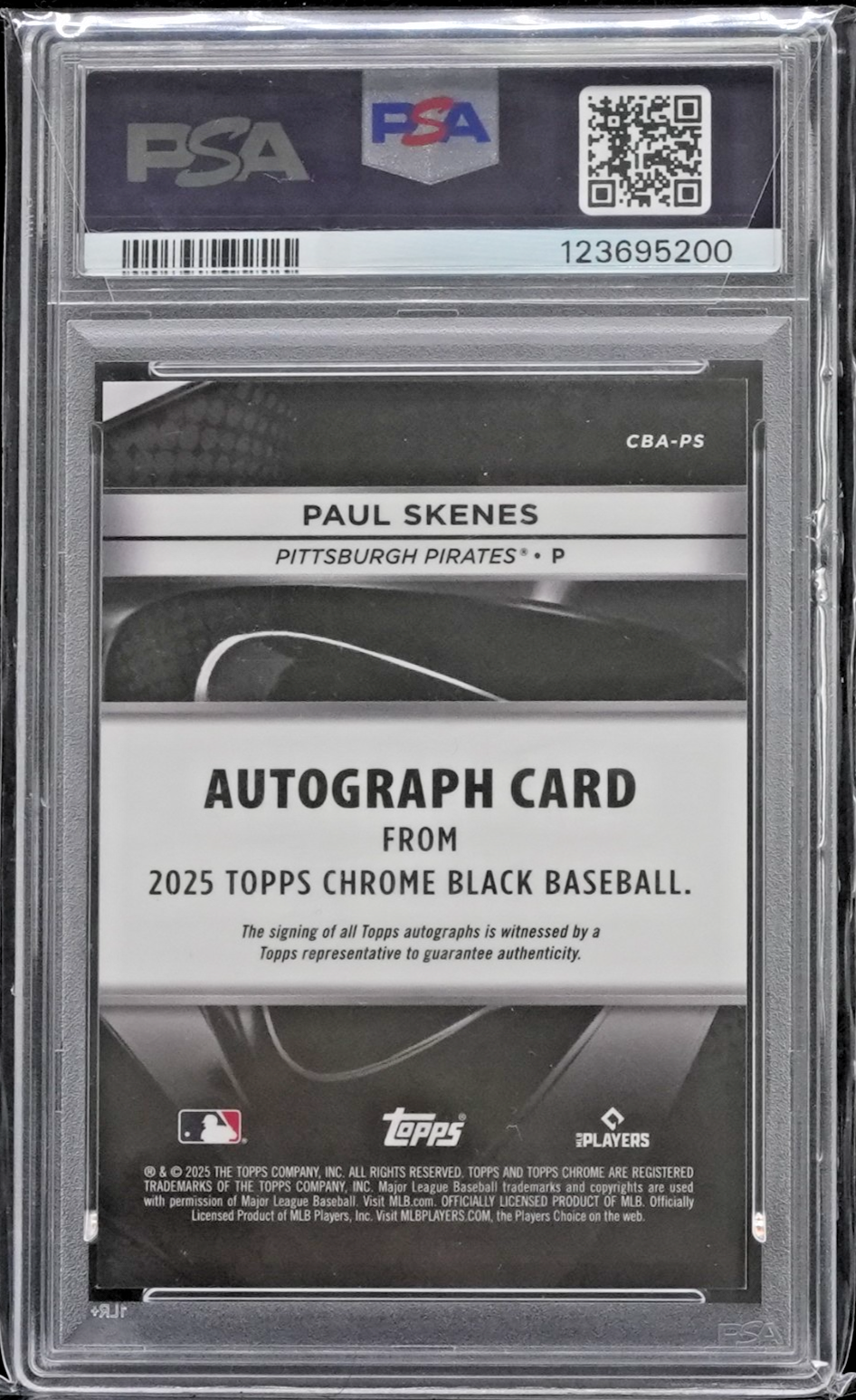 2025 Topps Chrome Black Auto Gold Refractor Paul Skenes (28/50) PSA 9 721157