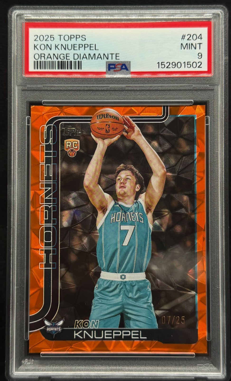 2025 Topps #204 Kon Knueppel Orange Diamante PSA 9