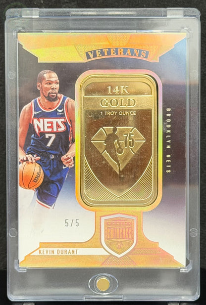 2021-22 Panini Eminence Kevin Durant 5/5 Veterans Gold Bar 1 Toz