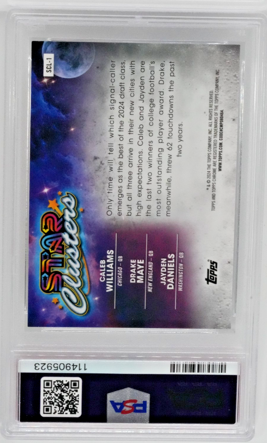 2024 GOLD INTERSTELLAR #1 CALEB WILLIAMS/DRAK MAYE/JAYDEN DANIELS 41/50 PSA 9