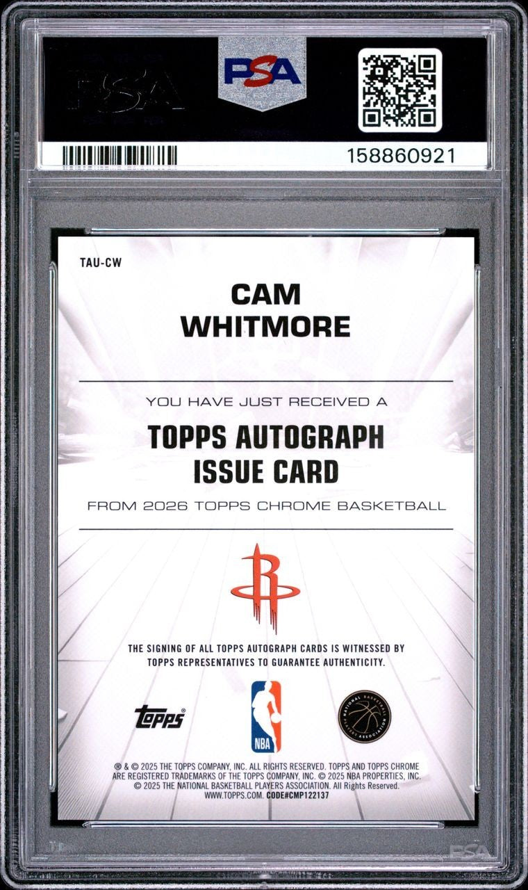 2025-26 Topps Chrome - Autograph Issue Cam Whitmore #TAU-CW (AU) PSA GEM MINT 10