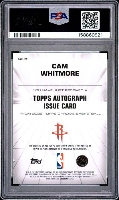 2025-26 Topps Chrome - Autograph Issue Cam Whitmore #TAU-CW (AU) PSA GEM MINT 10