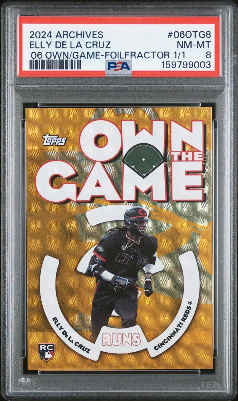 2024 Topps Archives 06 Own the Game Elly De La Cruz 06OTG-8 (RC) /1  FOILFRACTOR