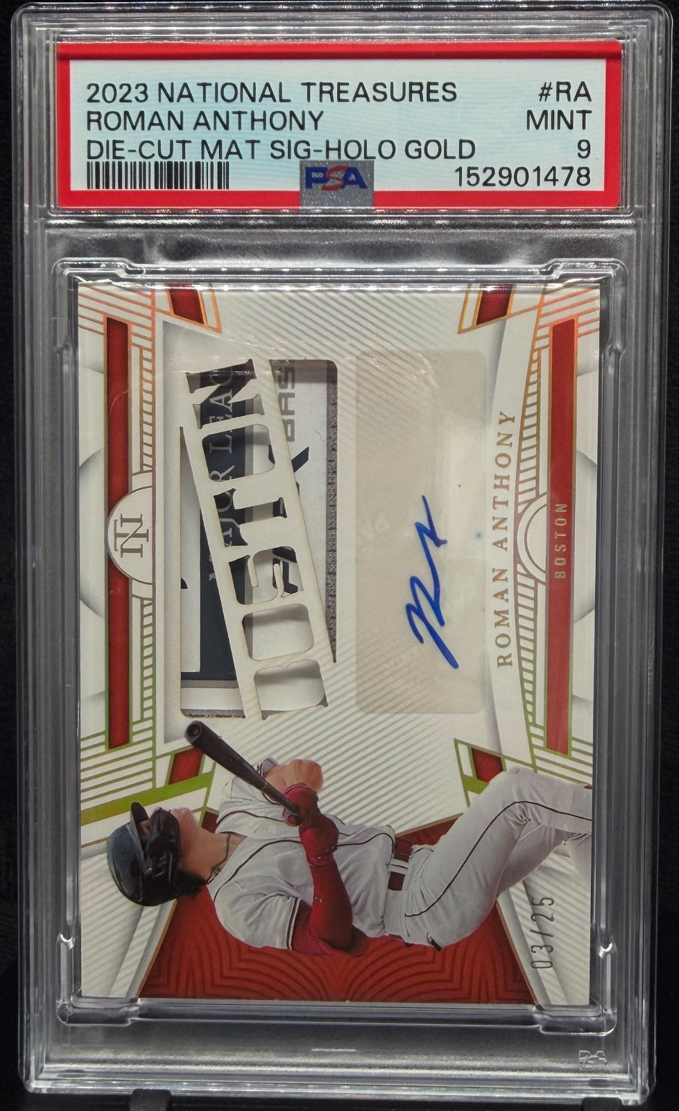 2023 Panini National Treasures - Die-Cut Mat Sig Gold Roman Anthony PSA 9