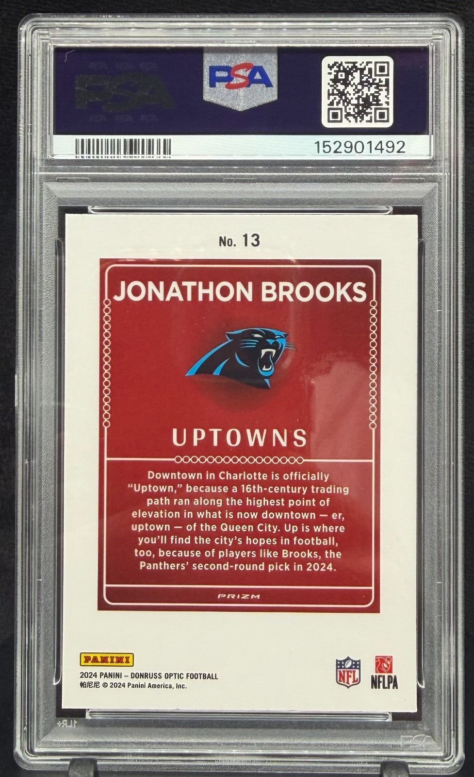 2024 Donruss Optic Uptowns 13 Jonathon Brooks PSA 10