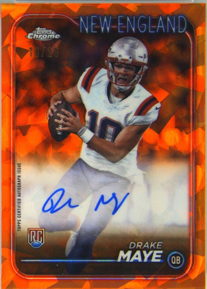 2024 Topps Chrome Sapphire Rookie Auto /25 Drake Maye #RA-DMA Orange PSA 10